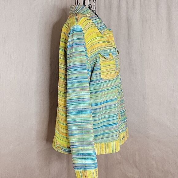 DRAPERS AND DAMONS Blue, Yellow, Red Striped Jacket Large - Picture 5 of 8